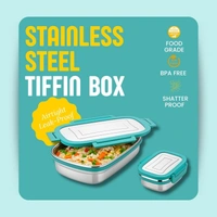 Stainless Steel Lunch Box | Tiffin Box for School & Work | Airtight Leak-Proof Lunch Box for Office | 1000 ml (Sea Green)