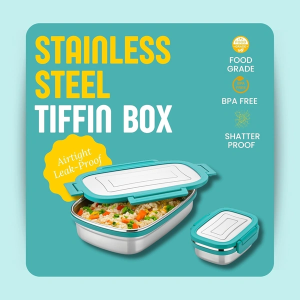Stainless Steel Lunch Box | Tiffin Box for School & Work | Airtight Leak-Proof Lunch Box for Office | 1000 ml (Sea Green)
