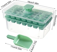 2 Layer Ice Cube Tray with Lid & Bin use for Home, Kitchen Easy Press Ice Tray Container Cube Tray with Storage Box Ice Cubes for Whiskey Cocktails, Mocktails, Soft Drinks