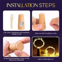  Wine Bottle Cork Lights – 20 LEDs Copper Wire String Lights | Battery Operated Fairy Lights for Bottle, DIY, Home, Party, Wedding, Diwali Decoration