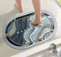 Bathroom mat Marble Print Anti-Skid Water Soaking Marble Print Door Mat  (40x60cm) 