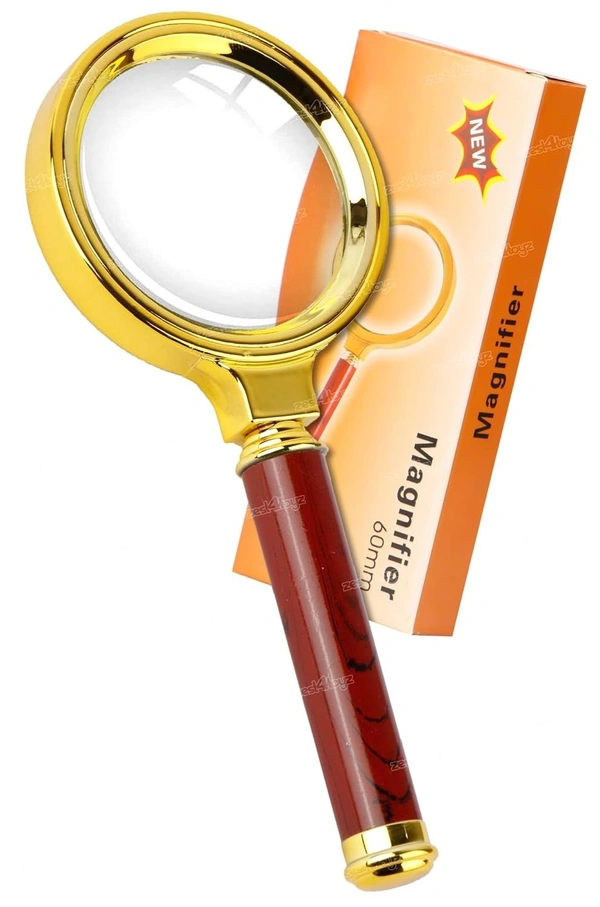 90mm Magnifying Glass for Reading/Map, Double Glass High Power Antique Handheld Magnifier Glass for Kids (Golden) - 90mm