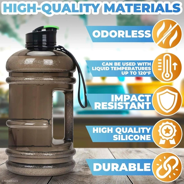 2.2L Water Bottle 75oz Half Gallon Capacity Leakproof BPA Free Odorless Material Solid Jug Daily Hydration Gym Fitness Athletic Gear Sports Water Bottle for Camping Hiking Outdoor Activities - 2.2L