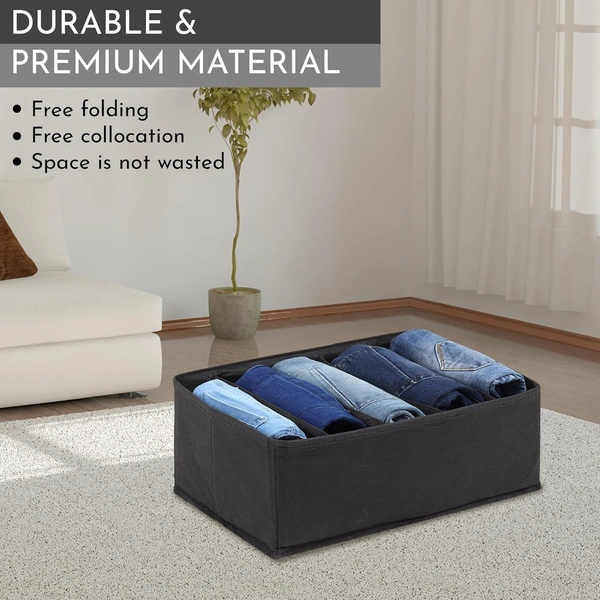 BAGS Clothes Drawer Organizer For Jeans,Wardrobe Clothes Organizer For Folded Clothes,Clothes Storage Organizer For Jeans,Sweater,Dresses,T-Shirts - BLACK