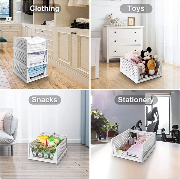 1 pc Stackable and Foldable Plastic Wardrobe Drawer Organizer for Clothes Storage for Cupboard and Almirah