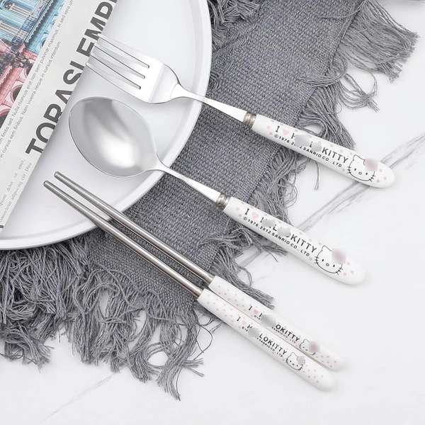 Spoon Set Stainless Steel Chopstick, Spoon and Fork Cutlery Set for Women, Men, Kids Eating Food Portable Tableware Dining Accessories.