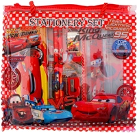  Stationary Set Kit Combo for School Kids (1 Zipper Pouch, 1 Pencil Box, 1 Notepad, 2 Pencils, 1 Scale, 1 Eraser, 1 Sharpener), Random Colours