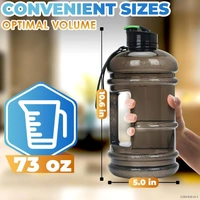 2.2L Water Bottle 75oz Half Gallon Capacity Leakproof BPA Free Odorless Material Solid Jug Daily Hydration Gym Fitness Athletic Gear Sports Water Bottle for Camping Hiking Outdoor Activities - 2.2L