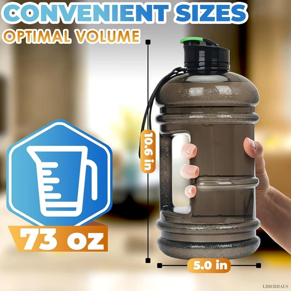 2.2L Water Bottle 75oz Half Gallon Capacity Leakproof BPA Free Odorless Material Solid Jug Daily Hydration Gym Fitness Athletic Gear Sports Water Bottle for Camping Hiking Outdoor Activities - 2.2L