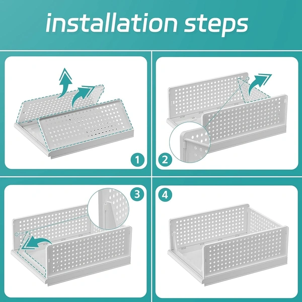 1 pc Stackable and Foldable Plastic Wardrobe Drawer Organizer for Clothes Storage for Cupboard and Almirah