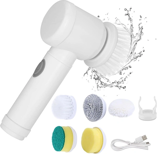 5 in 1 Magic Brush, Electric Spin Scrubber, Handheld Wireless Electric Cleaning Brush Kitchen Dishwashing Brush Bathroom Sink Tile Electric Brush Pot Artifact, Cleaning Supplies, Household