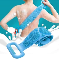 Box Silicone Back Scrubber Bath Belt Double-Sided Massage Body Wash Brush Shower
