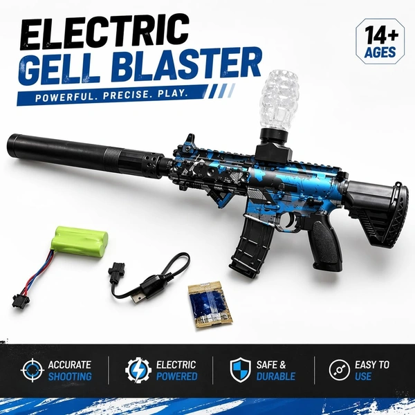 Electric Gel Blaster Gun for Kids & Teens, 7-8mm Crystal Water Beads Shooter, Automatic & Manual Modes, Rechargeable Battery, Long Range Toy Gun(Color as per Availability) (m416 Set)