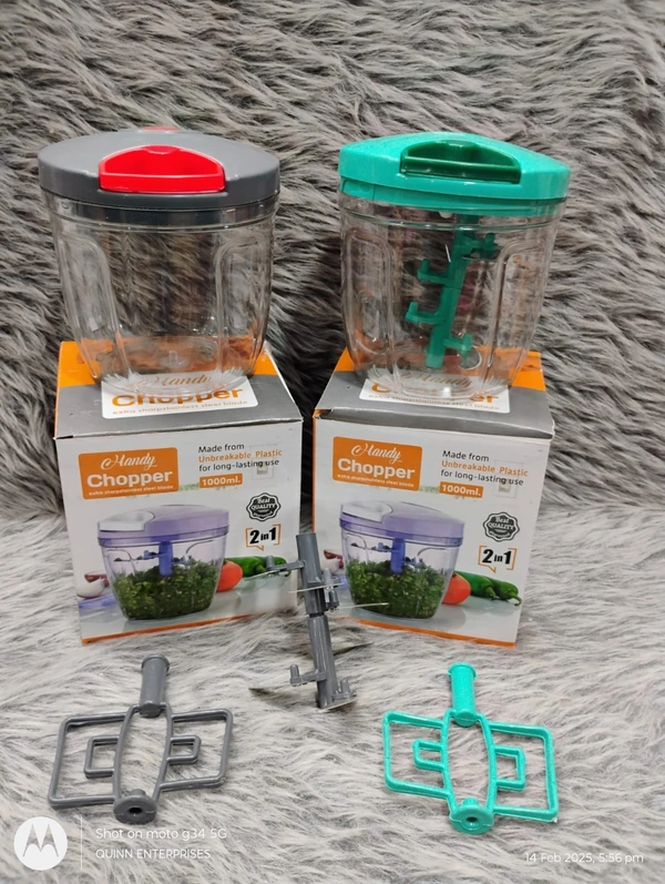 Plastic 2 in 1 Vegetable Fruit Nut Onion Handy Chopper, Meat Grinder Mixer Food Processor Slicer Shredder Salad Maker Tools (900ml, XL, Multicolour)