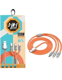 120W 3 in 1 Chubby Charging Cable Heavy Duty Charger Cord Chubby Charging Cable Zinc Alloy Soft Silicone Compatible with Cellphone Tablets,Fast Charging