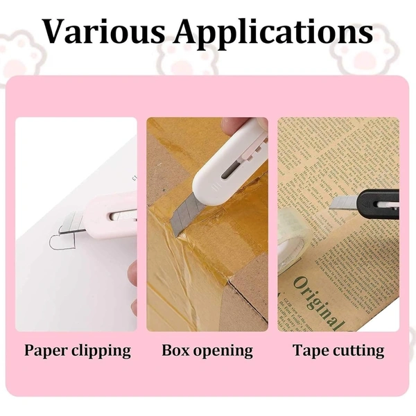 Kawaii Cha Cha Bear Peach Mini Pocket Friendly Travel Portable Retractable Art Craft Paper Box Parcel Cutter Opener Unpacking Tool Metal Blade Small Utility Keychain Clip Knife