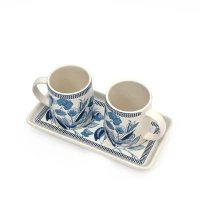 'Floral Bliss' Ceramic Coffee Mugs Set of 2 (300 ml, Microwave and Dishwasher Safe, Handcrafted) | Ceramic Ceramic Coffee Mug Coffee Cup Set of 2 Tea Mugs Set Tea Cups Ceramic Mugs