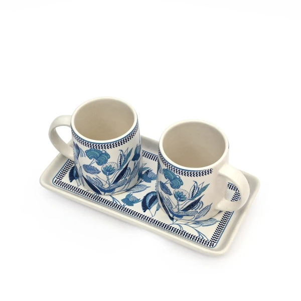 'Floral Bliss' Ceramic Coffee Mugs Set of 2 (300 ml, Microwave and Dishwasher Safe, Handcrafted) | Ceramic Ceramic Coffee Mug Coffee Cup Set of 2 Tea Mugs Set Tea Cups Ceramic Mugs