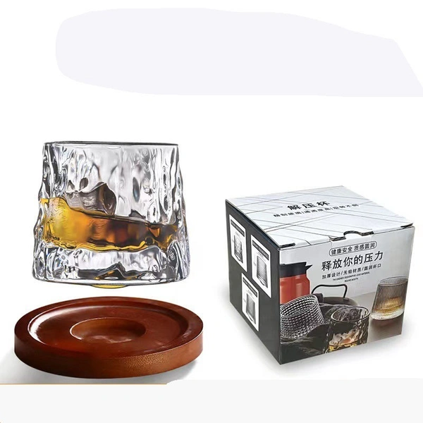Rotating Whiskey Glass Rotation Cup Rolling Spinning Wine Glasses Vertical Stripes Spinning Whiskey Glasses