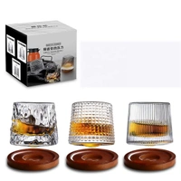 Rotating Whiskey Glass Rotation Cup Rolling Spinning Wine Glasses Vertical Stripes Spinning Whiskey Glasses