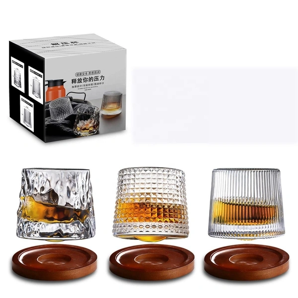 Rotating Whiskey Glass Rotation Cup Rolling Spinning Wine Glasses Vertical Stripes Spinning Whiskey Glasses