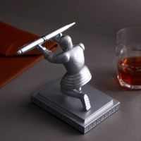 Knight Pen Holder – Decorative Resin Pen Holder and Desk Organizer with Knight Design, Office and Home Ornament, Elegant Silver Finish, Gift for Professionals & Students