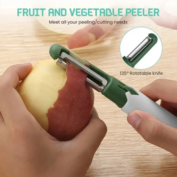 2-in-1 Folding Ceramic Fruit Knife with Sawtooth Peeler for Slicing and Peeling