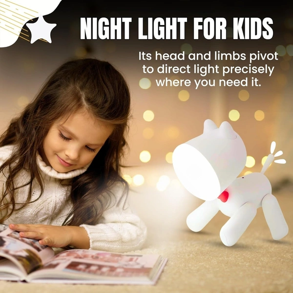 Rechargeable Cordless Led Night Light for Kids | Bed and Table Lamp | 2 Brightness Level | Toggle Switch on Tail