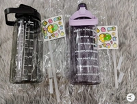 2 L Capacity Water Bottle Belt Straw Transparent bottle