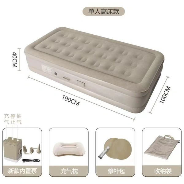 Twin Air Mattress with Built-in Pump, Inflatable Mattress with Storage Bag, Inflatable Blow Up Mattresses with Comfortable Soft Flocked Top,Blow up Mattresses for Camping, Guests & Indoor