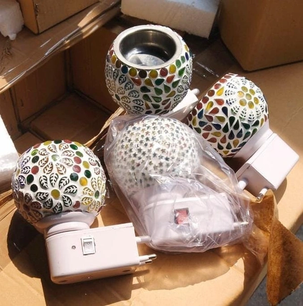 Electric Kapoordani Camphor Diffuser Glass With On/Off Switch To Toggle Between Auto Cut Burner And Lamp(Multicolor Leaf)