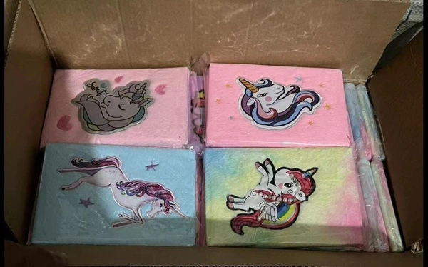 Unicorn Fur Diary Cute Fur Notebook Personal Diary for Kids Kanya Pujan Gift Unicorn Design A5 Ruled For Kids-Light Diary