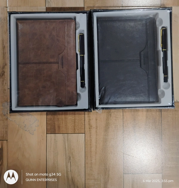 25004 Faux Leather Cover Notebook/Diary with Quote/Name and Customized Branded BALL Pen