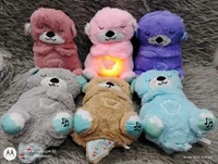 Breathing Teddy Bear, Portable Plush Sound Machine with Music Lights & Breathing Motion for Newborns Baby Gift for Kids