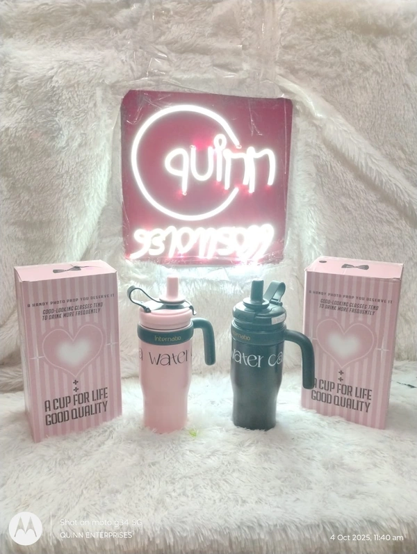 Vacuum Cup, 550ML Saniro Insulated Cup, Winter With Handle Lid Straw 304 Stainless Steel Thermal Bottle for Student