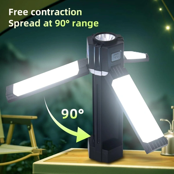 Camping Lantern 3000mAh USB Rechargeable Camping Lamp Foldable Hanging Camping Light with 5 Modes and Magnetic Top Portable Power Bank Camping Light for Camping Outdoor Emergency