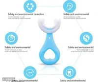 U Shaped Toothbrush for Kids, 2-6 Years Kids Baby Infant Toothbrush, Food Grade Ultra Soft Silicone Brush Head, Whole Mouth Cleaning