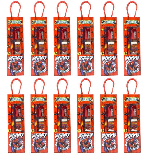 Cartoon Character Red Stationery Gift Pack for Kids for Birthday Return Gifts Theme Party