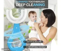 U Shaped Toothbrush for Kids, 2-6 Years Kids Baby Infant Toothbrush, Food Grade Ultra Soft Silicone Brush Head, Whole Mouth Cleaning