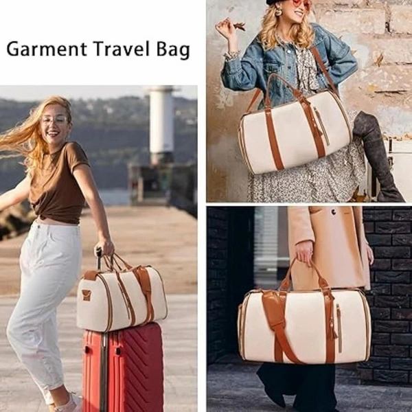 Garment Bag for Travel, Large Polyester Cloth Duffle Bag for Women, Waterproof Garment Bags for Travel with Built-In Shoe Pocket, 3 in 1 Hanging Suitcase Suit Travel Bags, Gifts for Women Includes 1 Strap & 1 Waterproof cosmetic pouch
