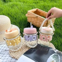 OHO Drinking Cup with Sleeve and Pearl Bracelet Glass Cup