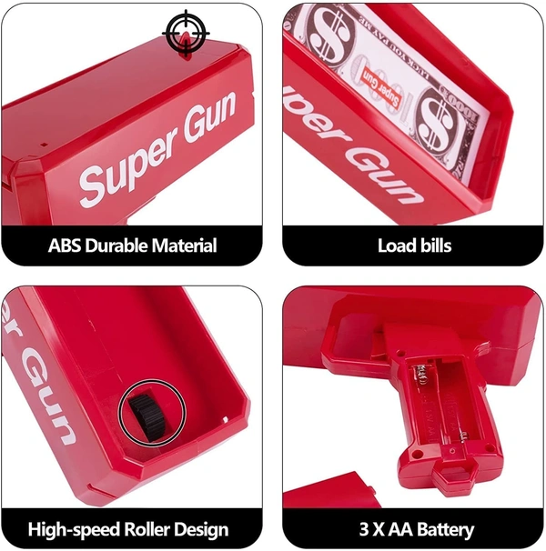 Supreme Gun - Make It Rain Cash Cannon Money Gun for Wedding and Parties with Fake Money (Red)