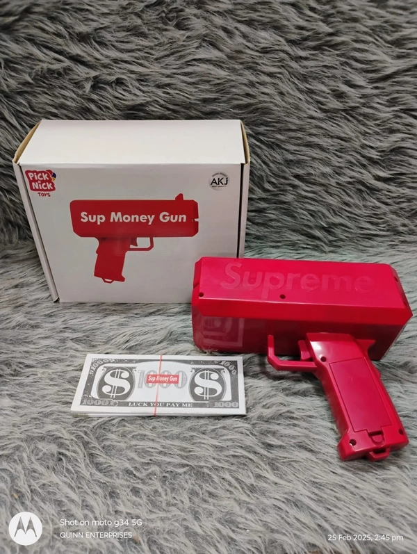 Supreme Gun - Make It Rain Cash Cannon Money Gun for Wedding and Parties with Fake Money (Red)