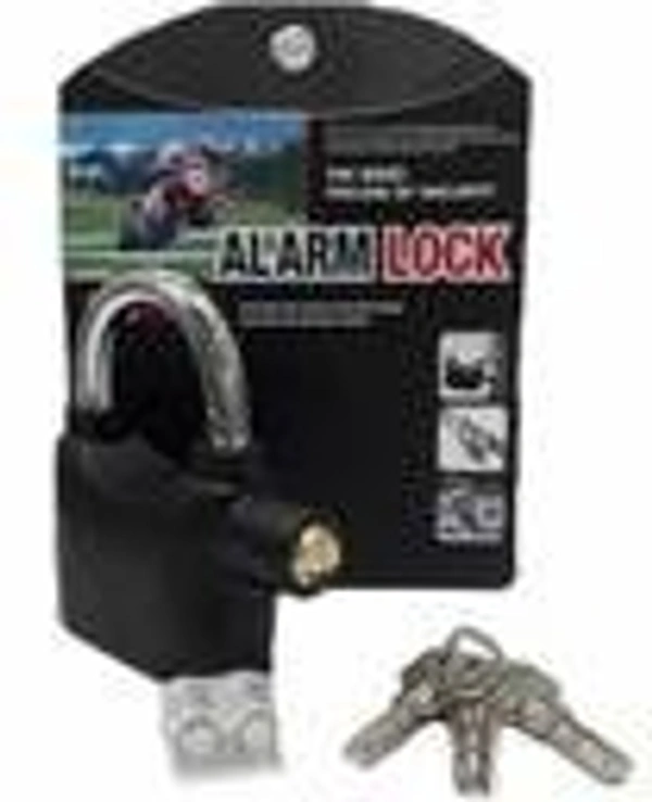 Alarm Security Lock With Motion Sensor And 3 Keys, Metallic Finish (Black) - Key Lock