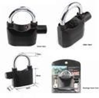 Alarm Security Lock With Motion Sensor And 3 Keys, Metallic Finish (Black) - Key Lock