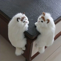 Cute Hanging Cat Decor for Desk & Table | Realistic Fluffy Cat Figurine | Cat Lover Gift | Home, Study & Computer Table Decor | Soft Toys for Baby Boys and Girls (White)