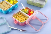 Light Meal 2 Compartment Stainless Steel Bento Lunch Box with Cutlery