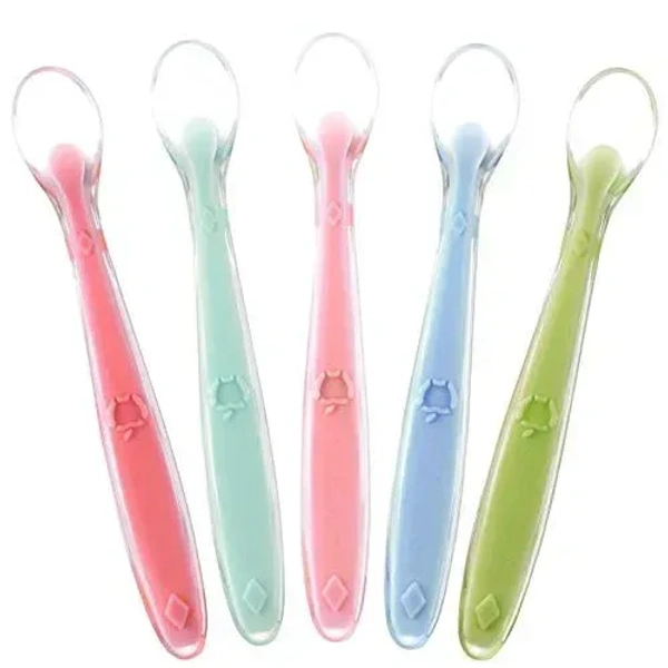 First Stage Baby Infant Spoons  Soft Silicone Baby Spoons Training Spoon Gift Set For Infant