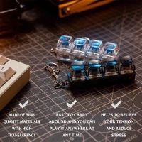 LED Keyboard Fidget Keychain, 4 in 1 Mechanical Click Switch Toy, Mini Keypad Keychain for Stress Relief,Focus, Portable Light Keychain Gadget for Office, Study,Travel (Pack of 1)