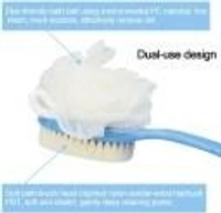 2 IN 1 Loofah with handle Body Brush, Bath shower Brush & Loofah Back Scrubber with Curved Long Handled for Skin Exfoliating Bath, Massage Bristles Suitable for Wet or Dry, Men and Women (Multi Color)